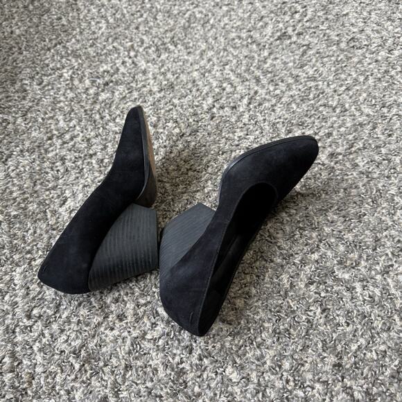 Eileen Fisher Hawk Block Heel Suede Leather Pumps Heels Black Sz 7 Pointed Toe - Picture 8 of 9